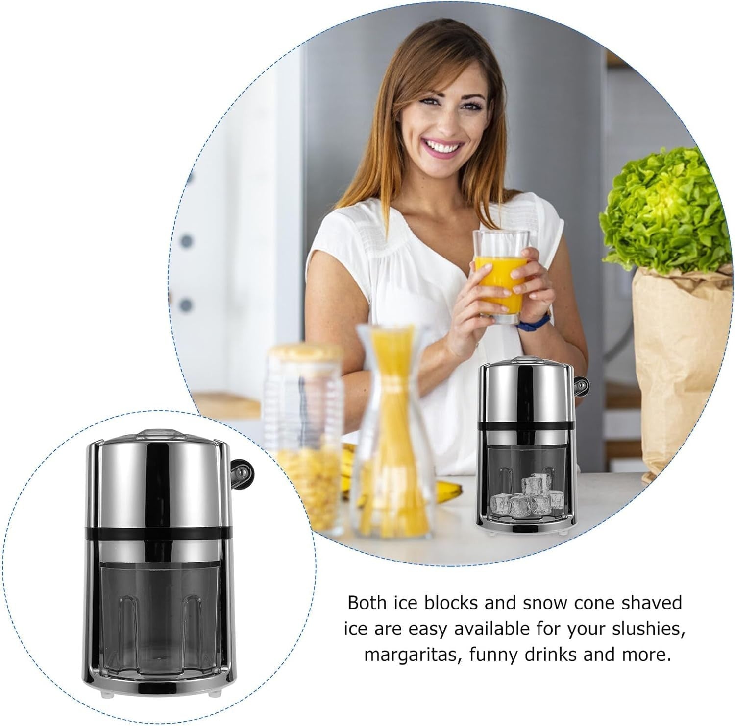 Manual Ice Crusher | Hand Crank Ice Shaver for Slushies Cocktails Smoothies