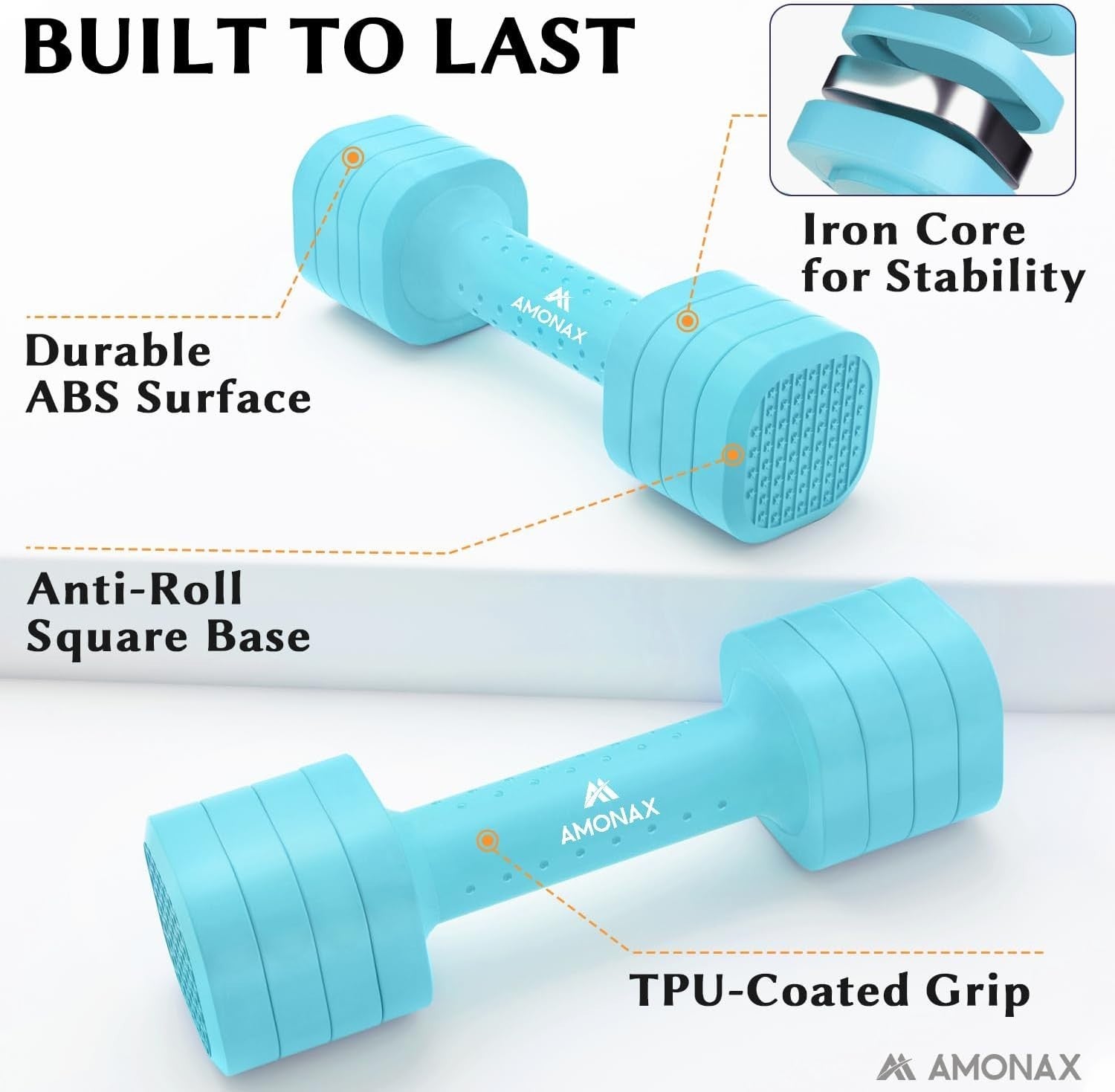 Blue Adjustable Dumbbell Pair 2–5lb 4-Level Quick Lock Non-Slip Home Weights