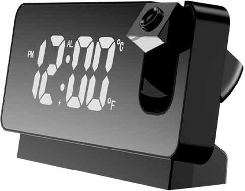 Projection Alarm Clock Radio Digital Mirror LED USB Dual Alarm Bedroom