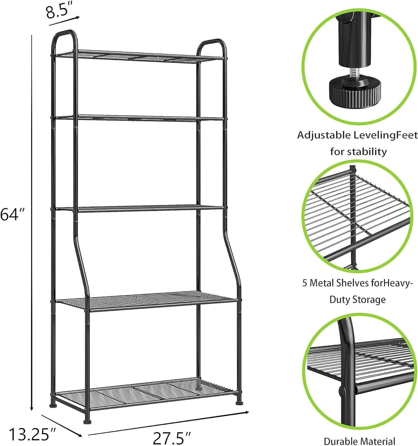 5 Tier Metal Plant Stand Indoor Outdoor Tall Flower Pot Shelf Display Rack Black