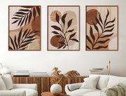 Set of 3 Boho Abstract Wall Art Prints Beige Brown Modern Living Room Decor