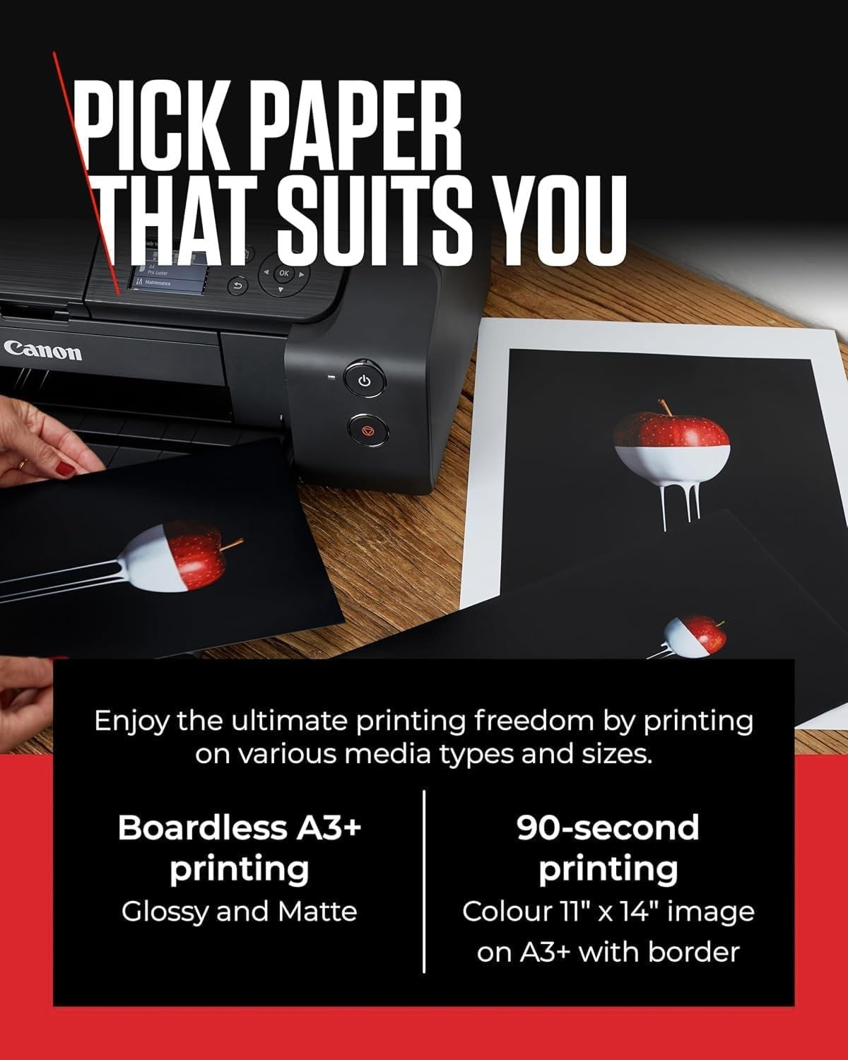 A3+ Wireless Photo Printer | 8-Colour, 4800dpi, LCD, Duplex, Pro Quality