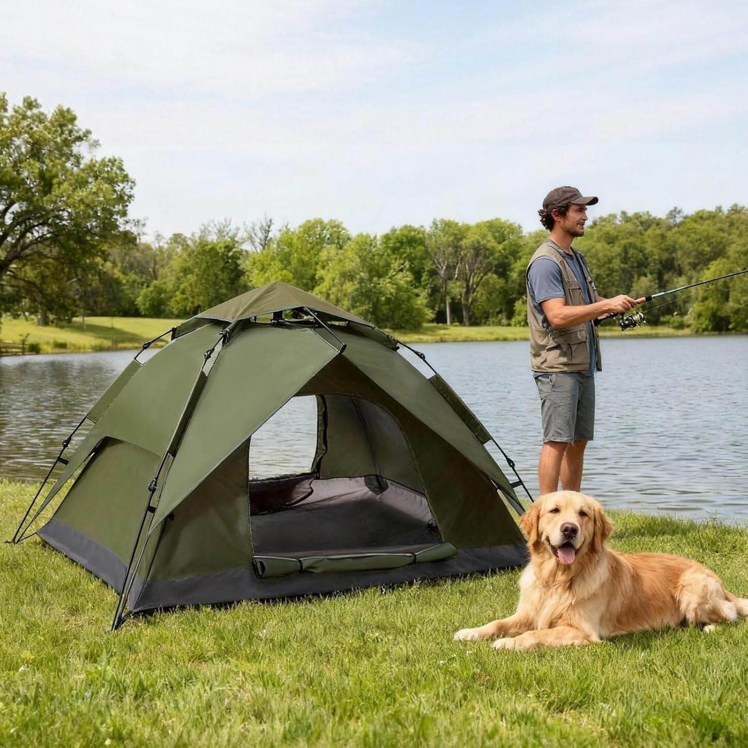 2-3 Man Pop Up Camping Tent Waterproof Double Layer