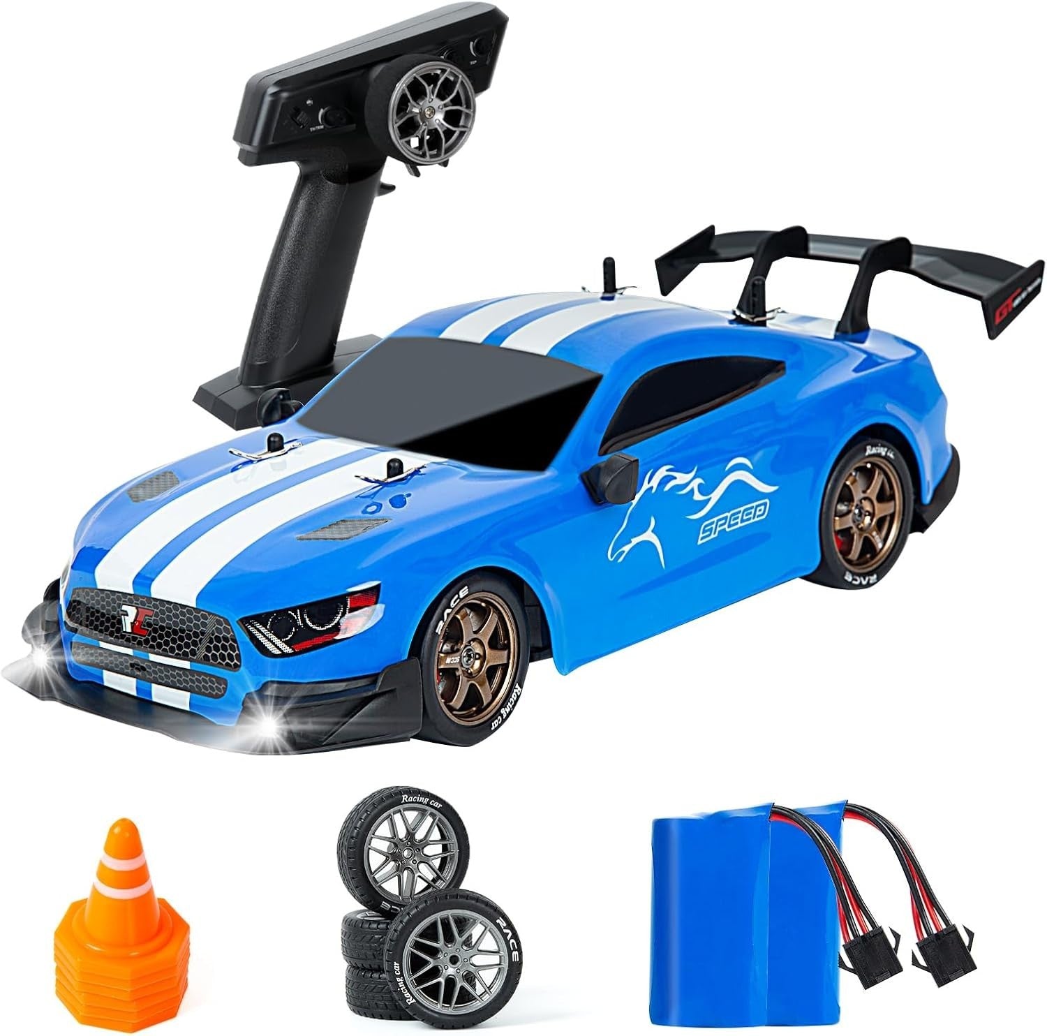 1:14 4WD RC Drift Car Pro Steering & Throttle GT Racer w/ Drift Tires LED