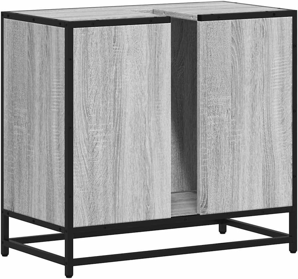 Grey Sonoma Bathroom Sink Cabinet Industrial Vanity Unit 65x33x60cm Storage
