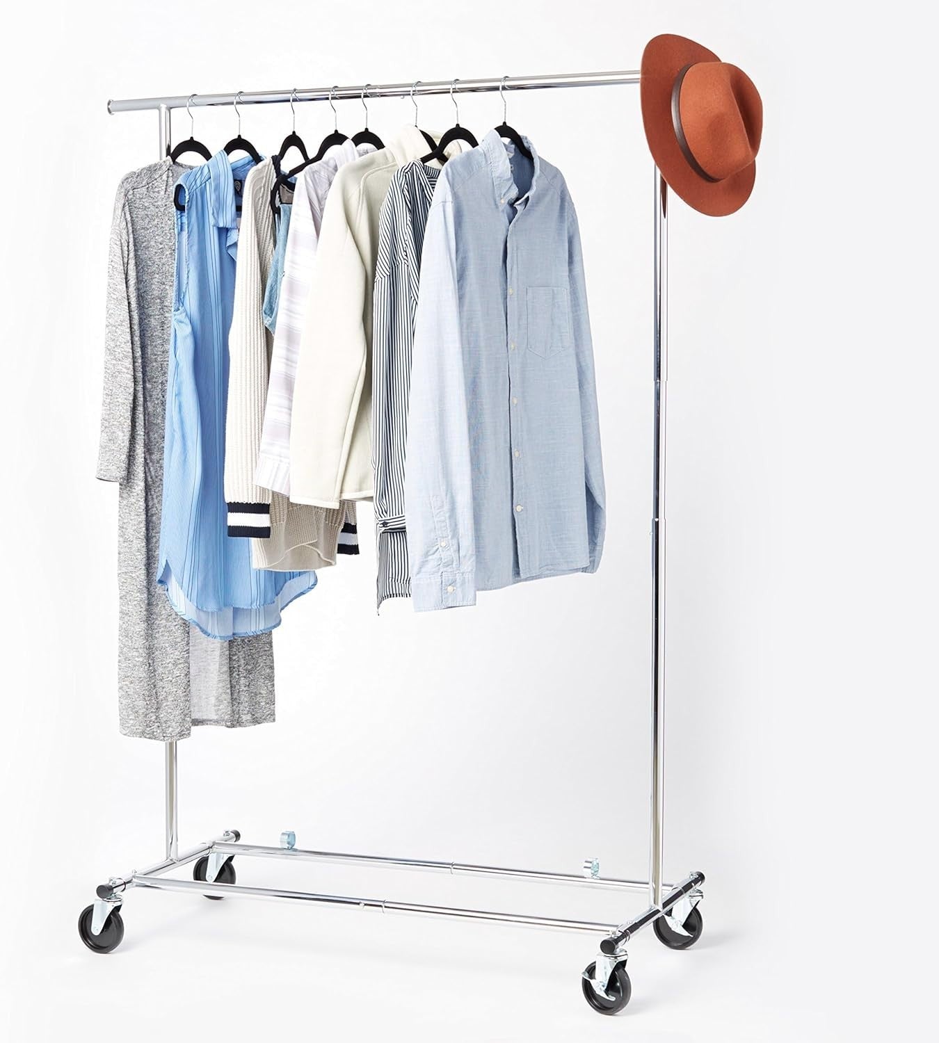 Chrome Garment Rack Heavy Duty Extendable with Wheels