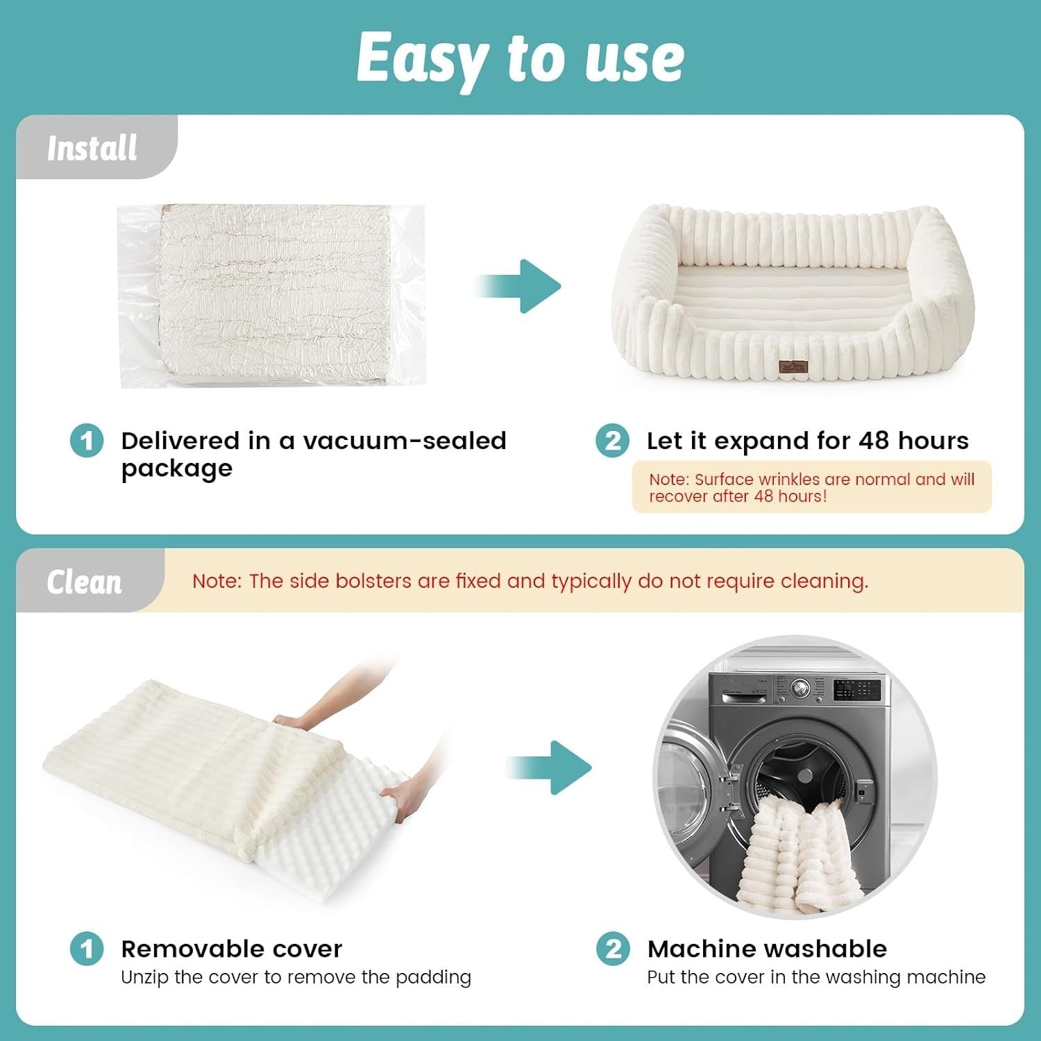 Orthopedic Medium Dog Bed Faux Fur Washable 30x23in