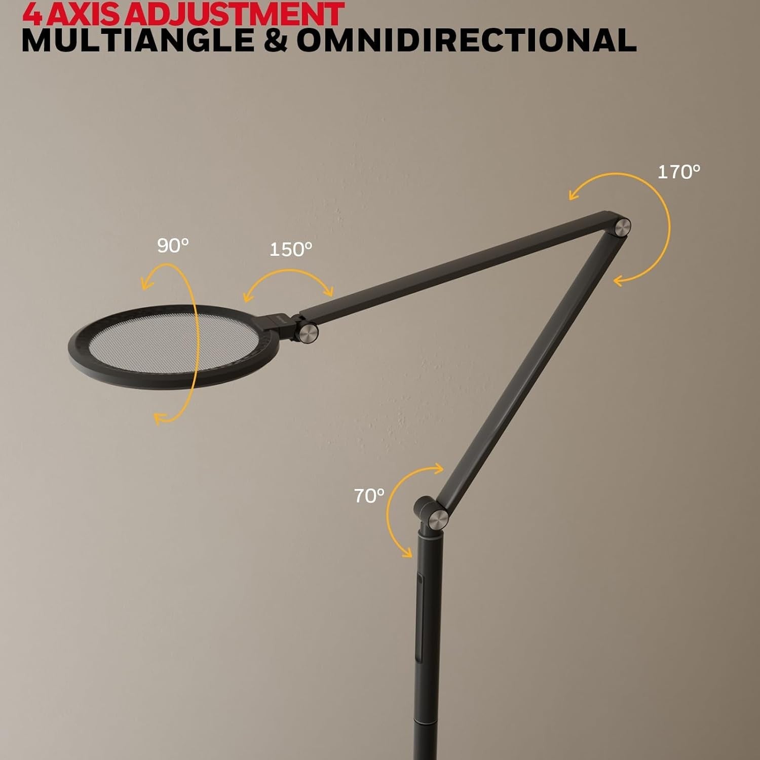 LED Floor Lamp Eye Caring Dimmable Remote Adjustable Arm Office Reading Light