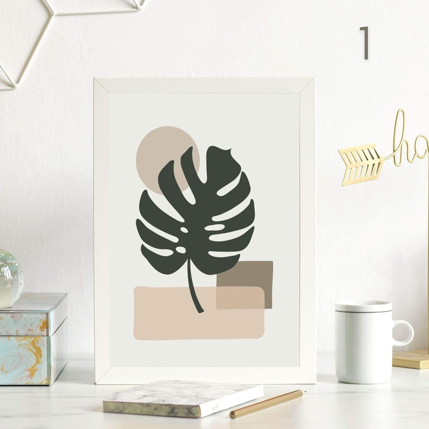 Minimalist Abstract Wall Art Set of 4 A4 Black Framed