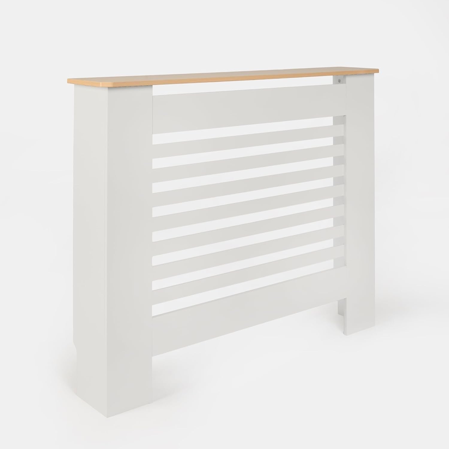 Cream Radiator Cover Medium with Oak Top – MDF Slatted Cabinet