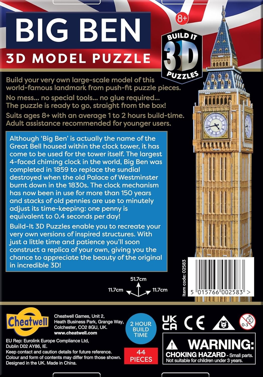 3D Big Ben Puzzle Model Kit – Push-Fit, No Glue, Fun for All Ages
