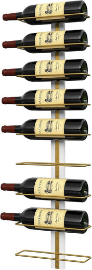 Wall Mounted Wine Rack Metal & Wood Bottle Holder 7-Tier Modern Display Shelf