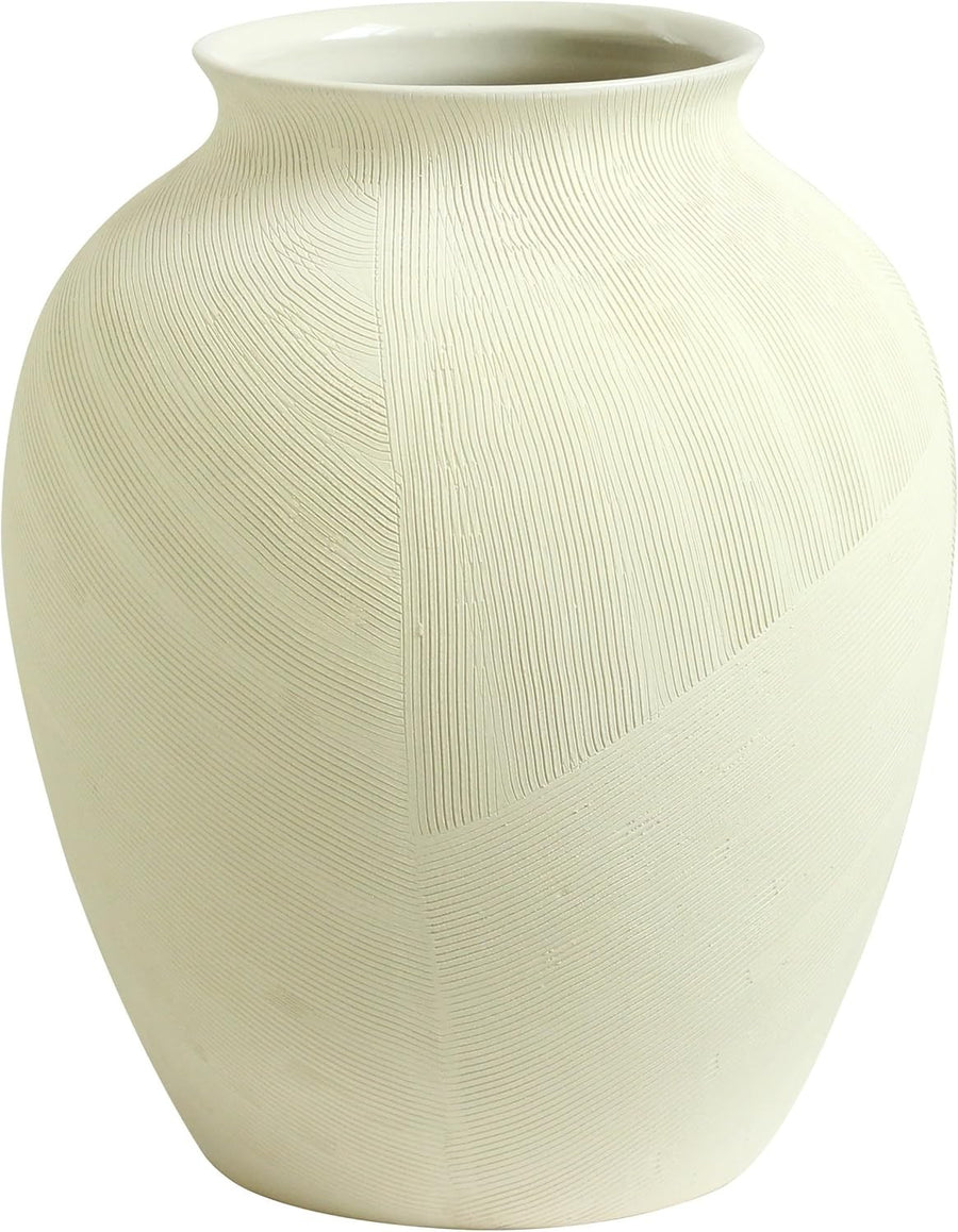 Large Ceramic Flower Vase 30cm Beige Modern Home Decor Table Centrepiece