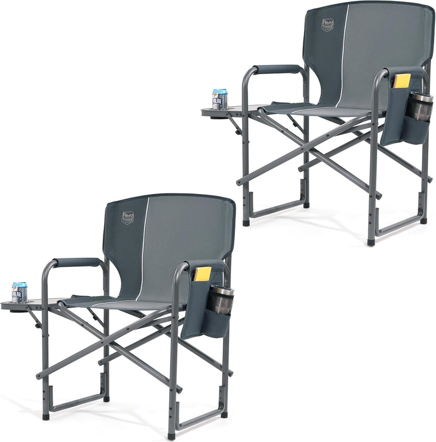 Heavy Duty Folding Camping Chair with Side Table, Portable Outdoor Seat