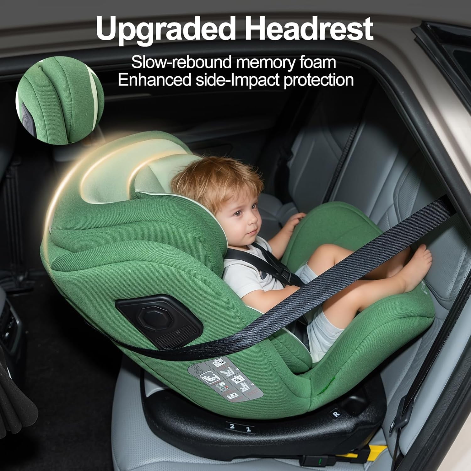 360° Rotating i-Size Baby Car Seat ISOFIX 0–12Y Adjustable Headrest