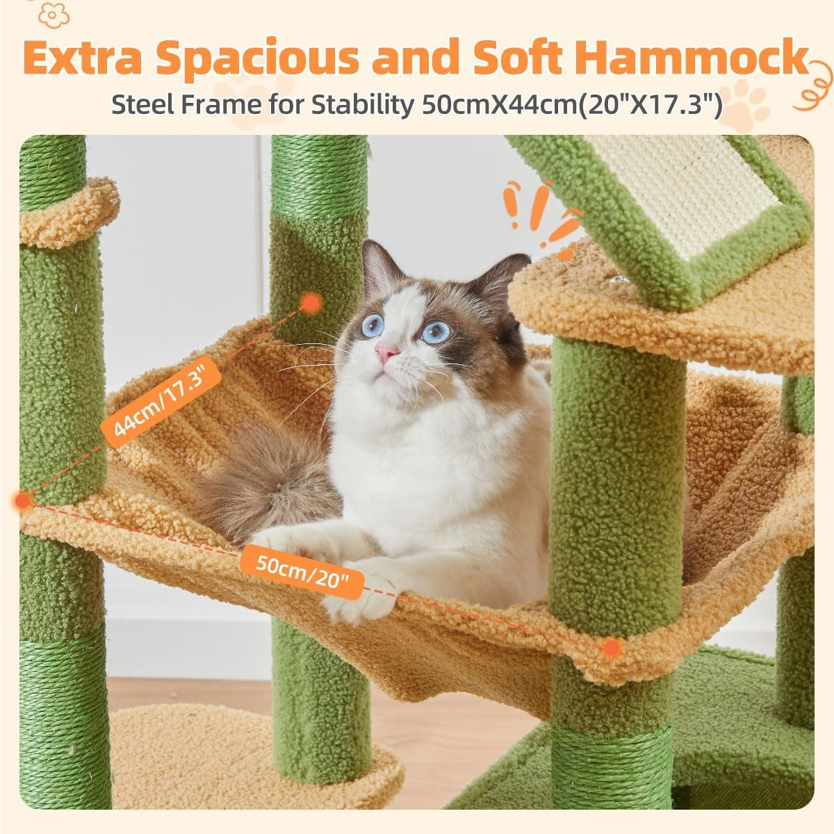 180cm Cat Tree Tower Multi Level Scratching Post Indoor Climber Hammock