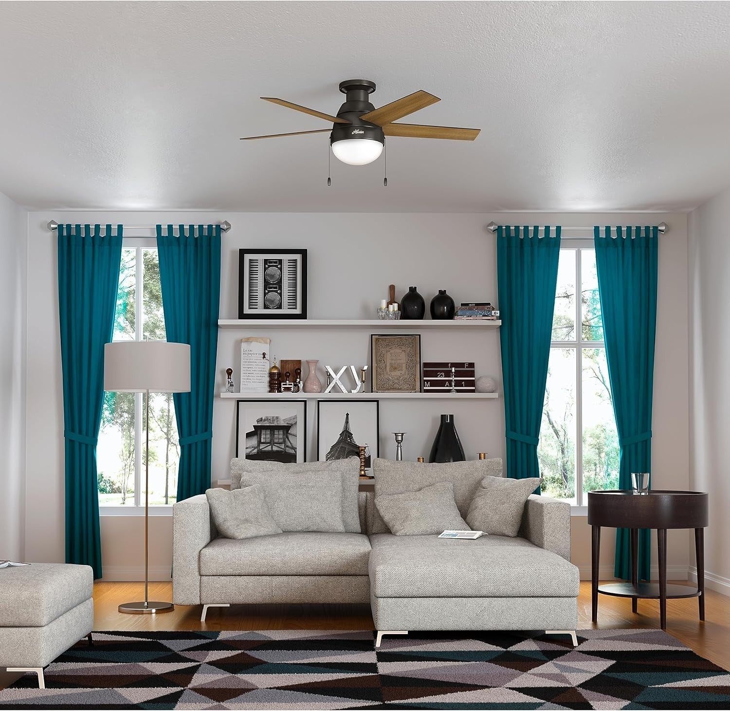 117CM Ceiling Fan, Premier Bronze, 5-Blade, Light, Remote