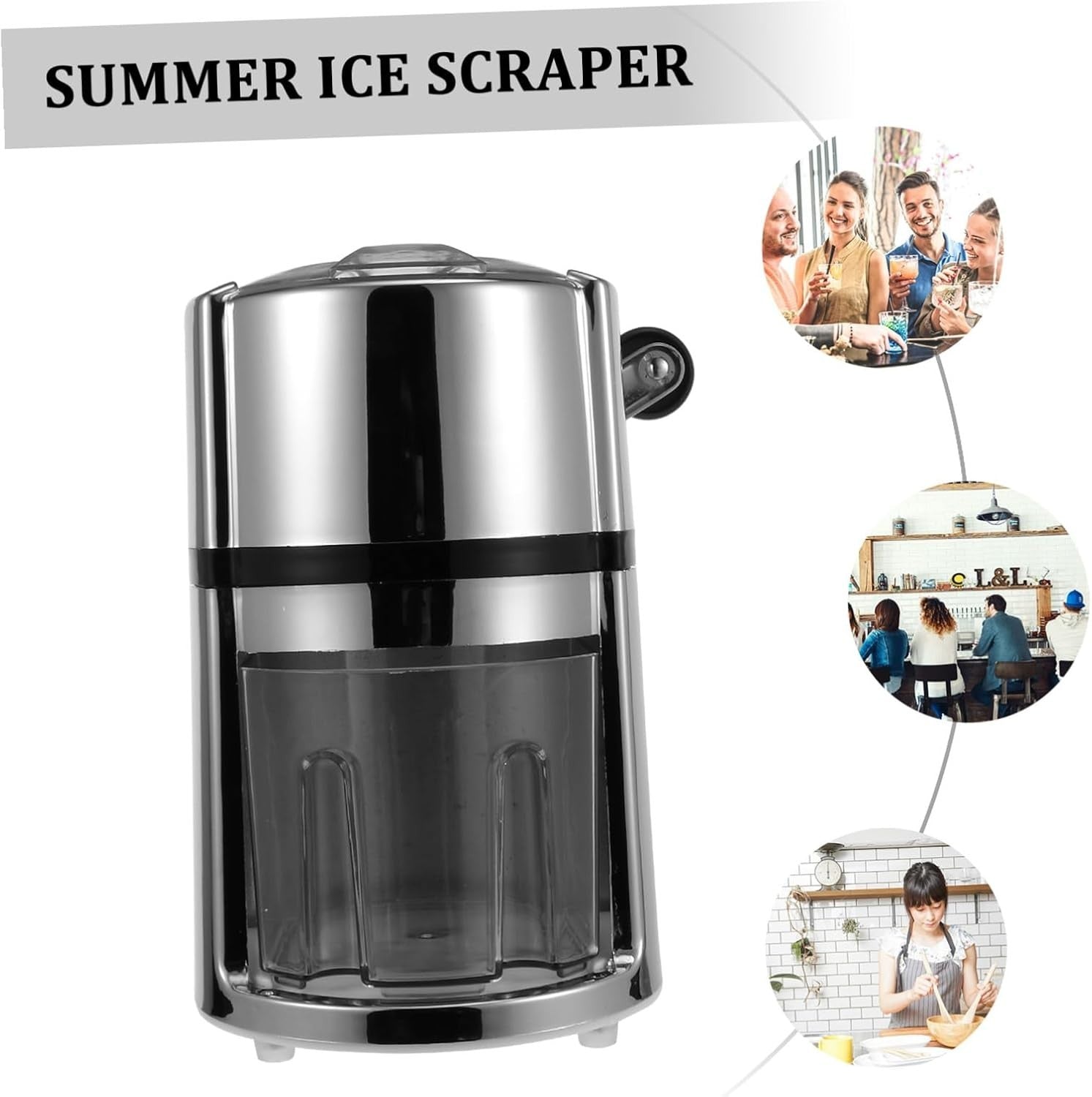Manual Ice Crusher Hand Crank Portable Shaved Ice Maker Slush Drinks