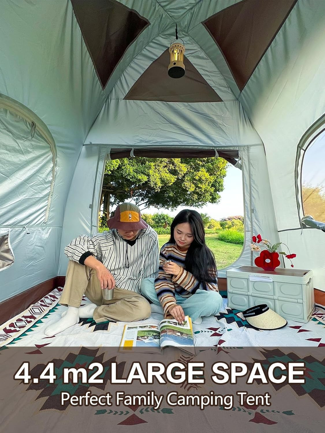 4 Person Inflatable Camping Tent Waterproof Air Pump Easy Setup