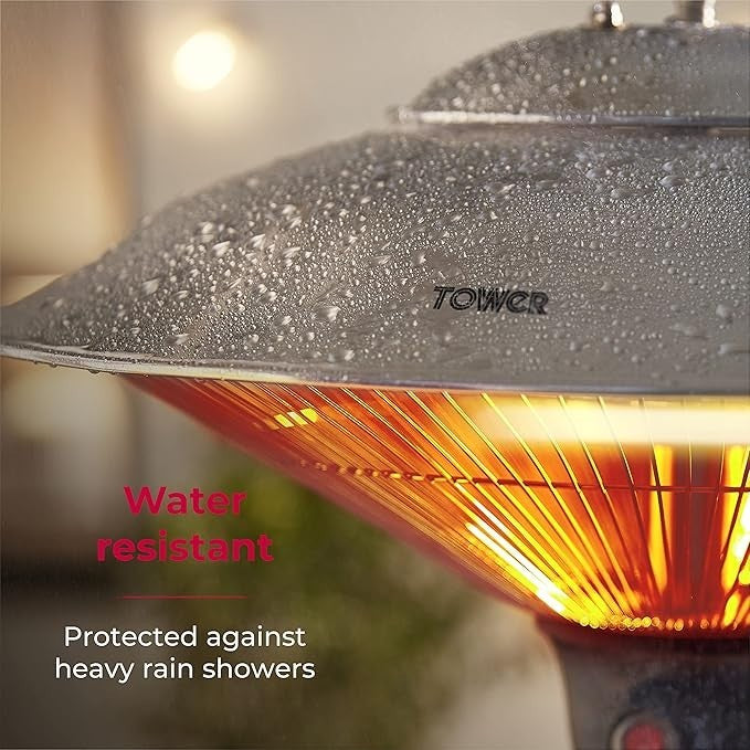 Outdoor Hanging Infrared Patio Heater 1500W Remote LED Light Waterproof