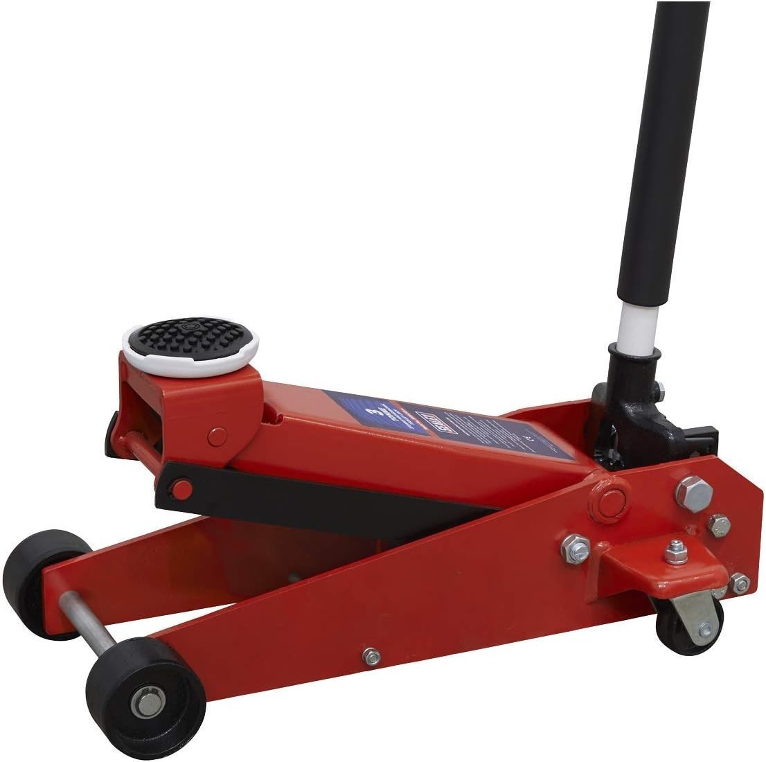 3 Ton Hydraulic Trolley Jack Heavy Duty 140–380mm Standard Chassis Red