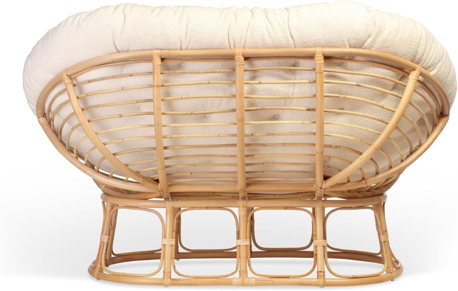 Oversized Double Papasan Rattan Chair Indoor 2 Seater Lounge with Cushion
