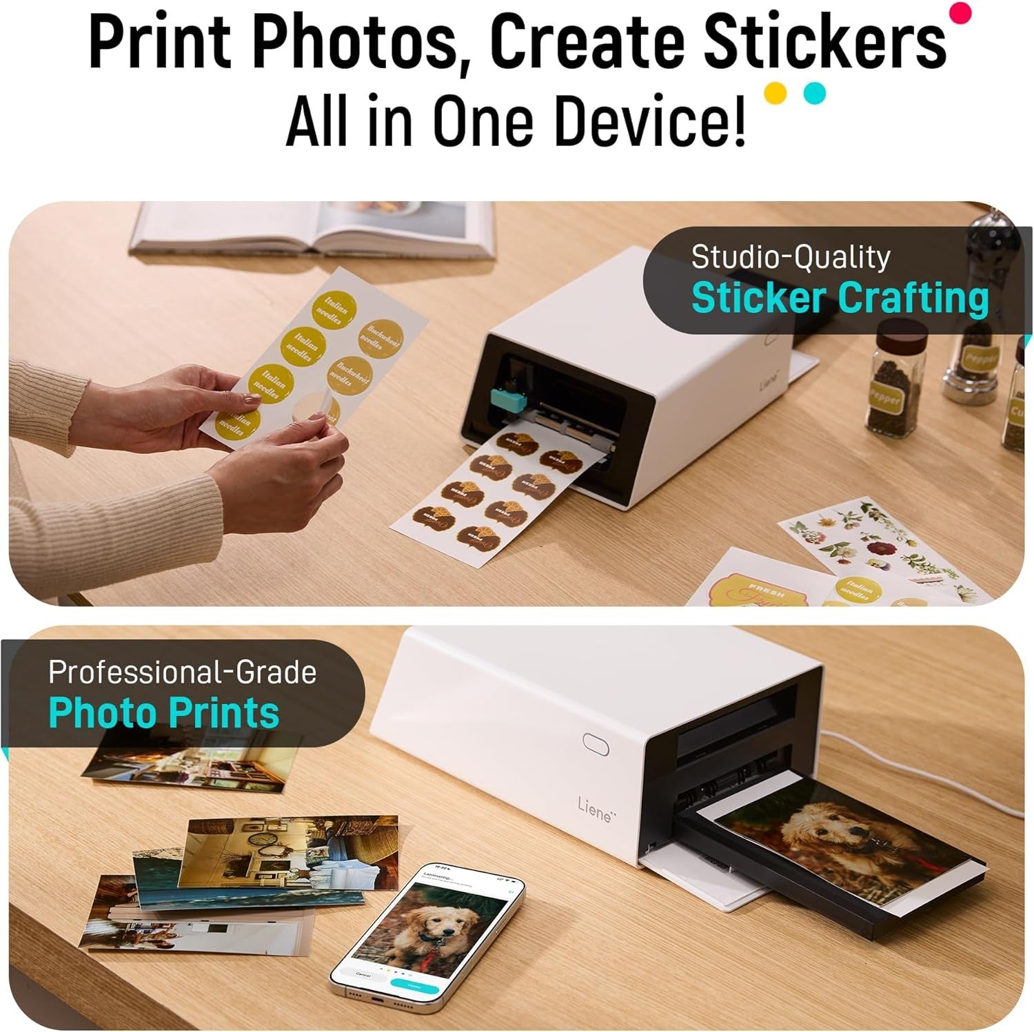 All-In-One Sticker Printer Cutter Photo Label Maker 300DPI DIY Crafts