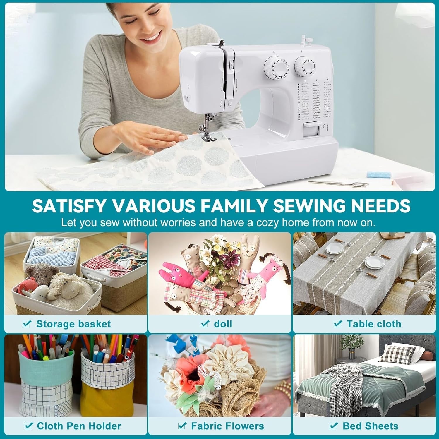 45 Stitch Mini Sewing Machine Double Needle 42pc Kit Beginner Electric