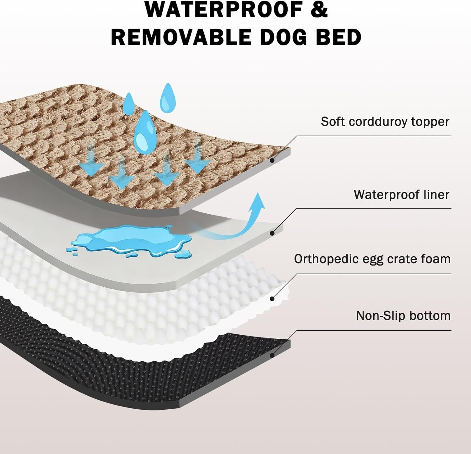 Large Orthopedic Memory Foam Dog Bed Washable Sofa 89x64x17cm Brown