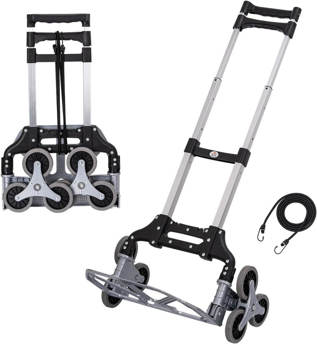 70kg Aluminium Stair Climbing Folding Trolley Adjustable Handle 6 Wheels
