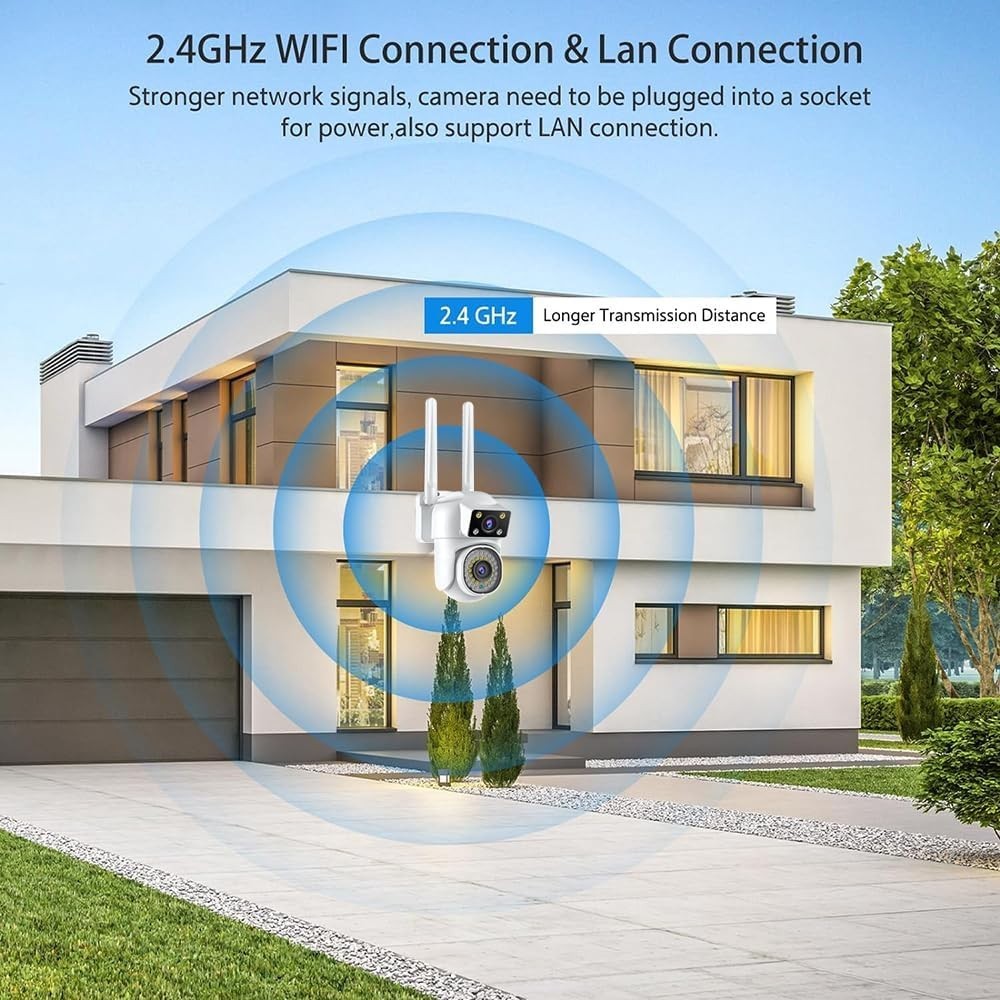 2K Dual Lens PTZ Security Camera Outdoor 360° WiFi Color Night Vision