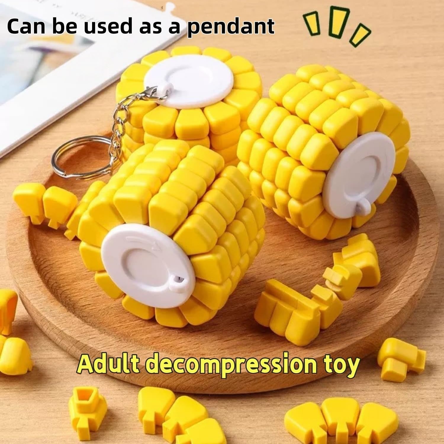 3pcs 3D Corn Puzzle Fidget Keychain Brain Teaser Stress Relief Toy