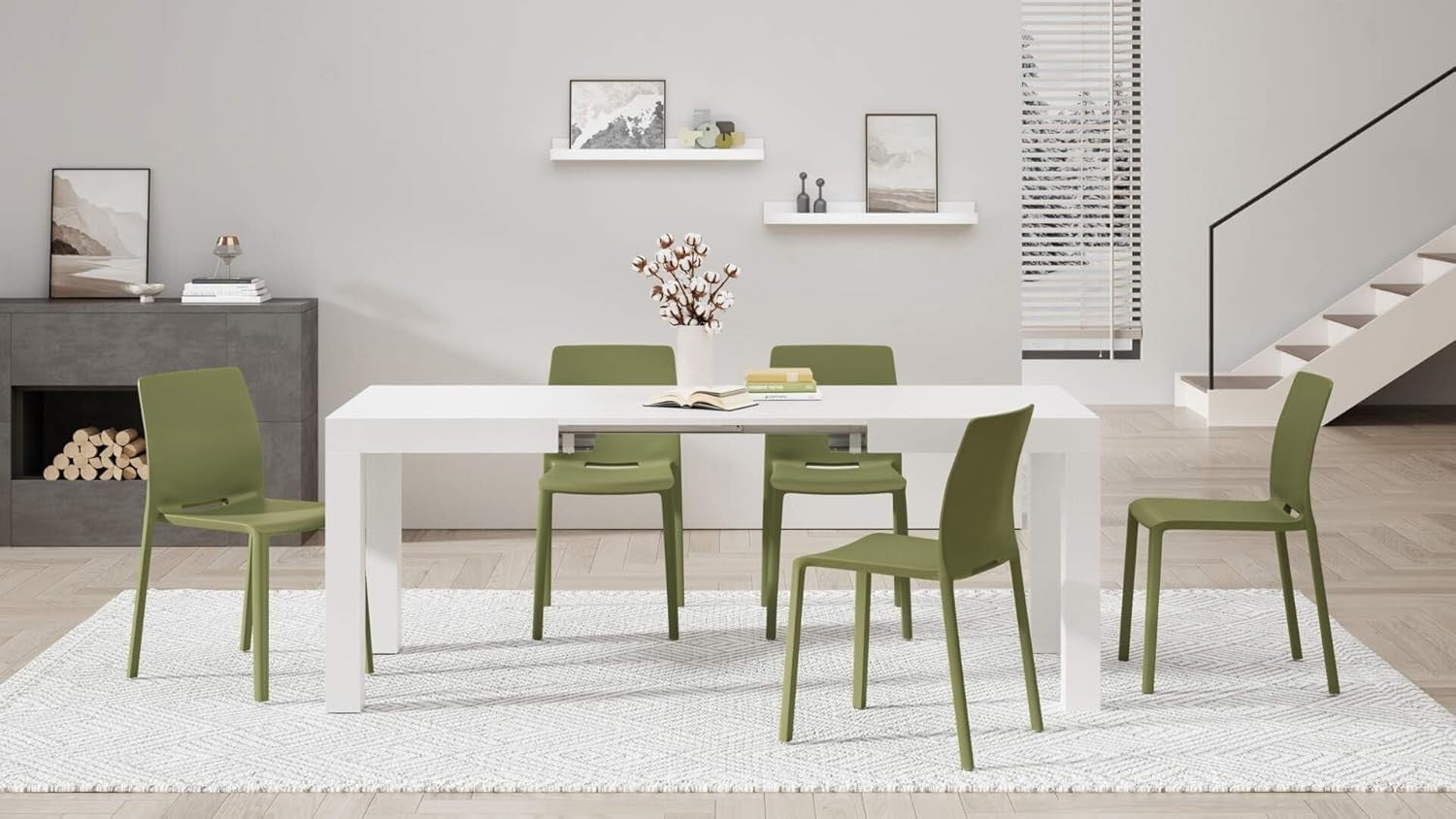 Extendable Ashwood White Dining Table 8 Seater Wood Modern SpaceSaving 120-200cm