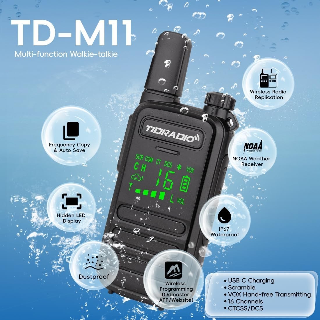 IP67 Waterproof Walkie Talkies 10 Pack PMR446 Long Range VOX Radio