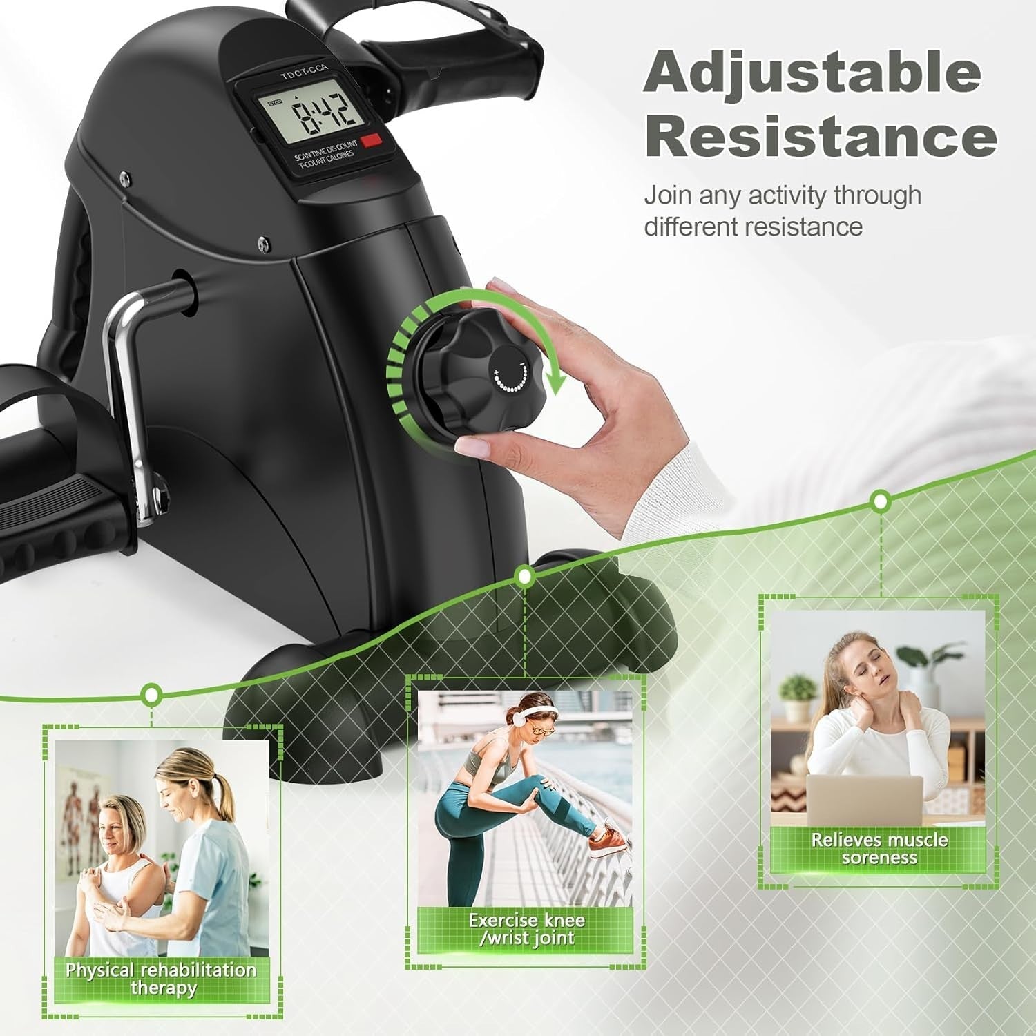 Compact Desk Pedal Trainer Magnetic Resistance LCD Arm Leg