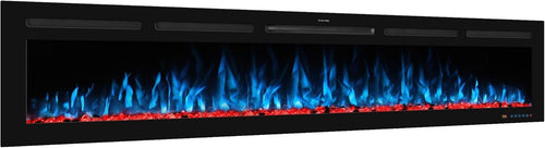 48" Smart Electric Fireplace Wall Fire LED Heater Recessed WiFi Remote