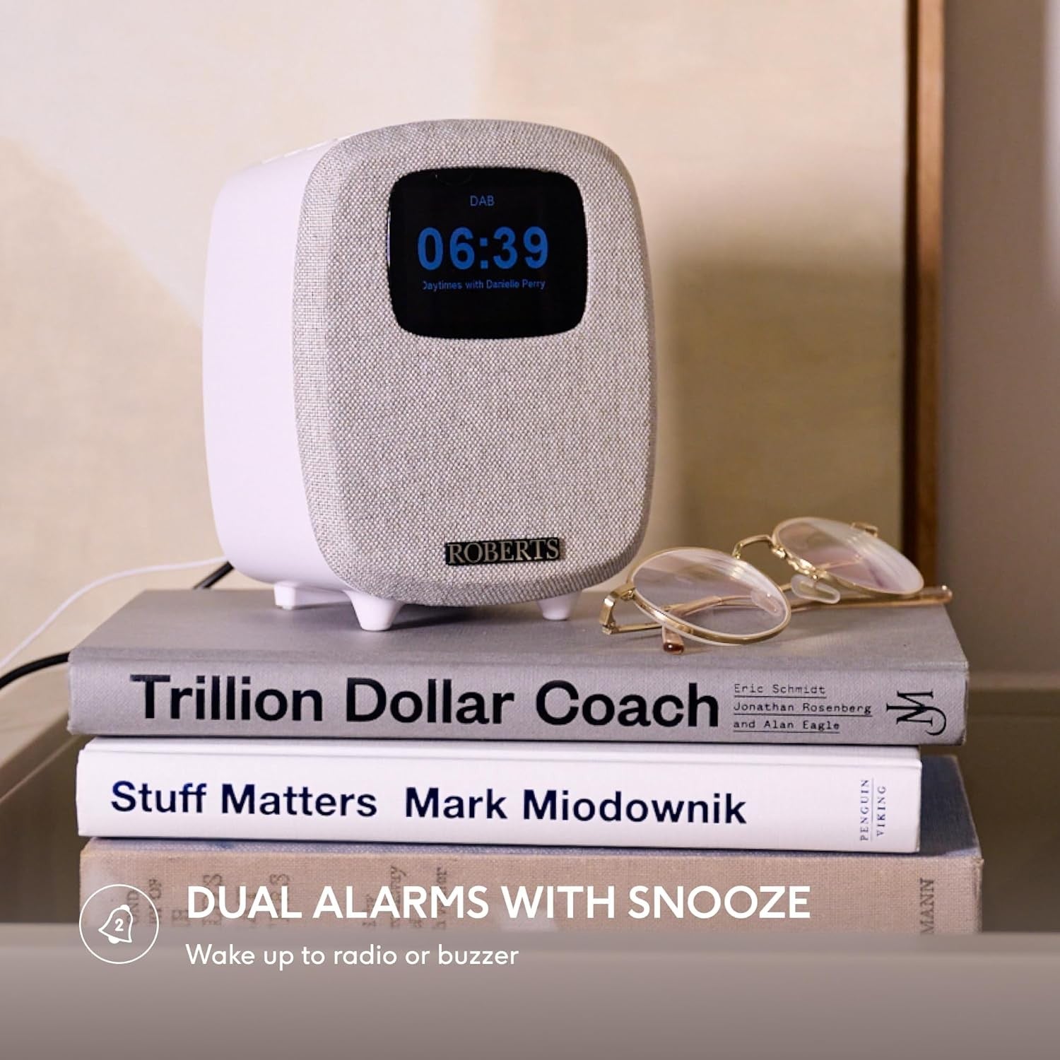 DAB Digital Clock Radio Bluetooth White Colour Display Dual Alarm Bedside