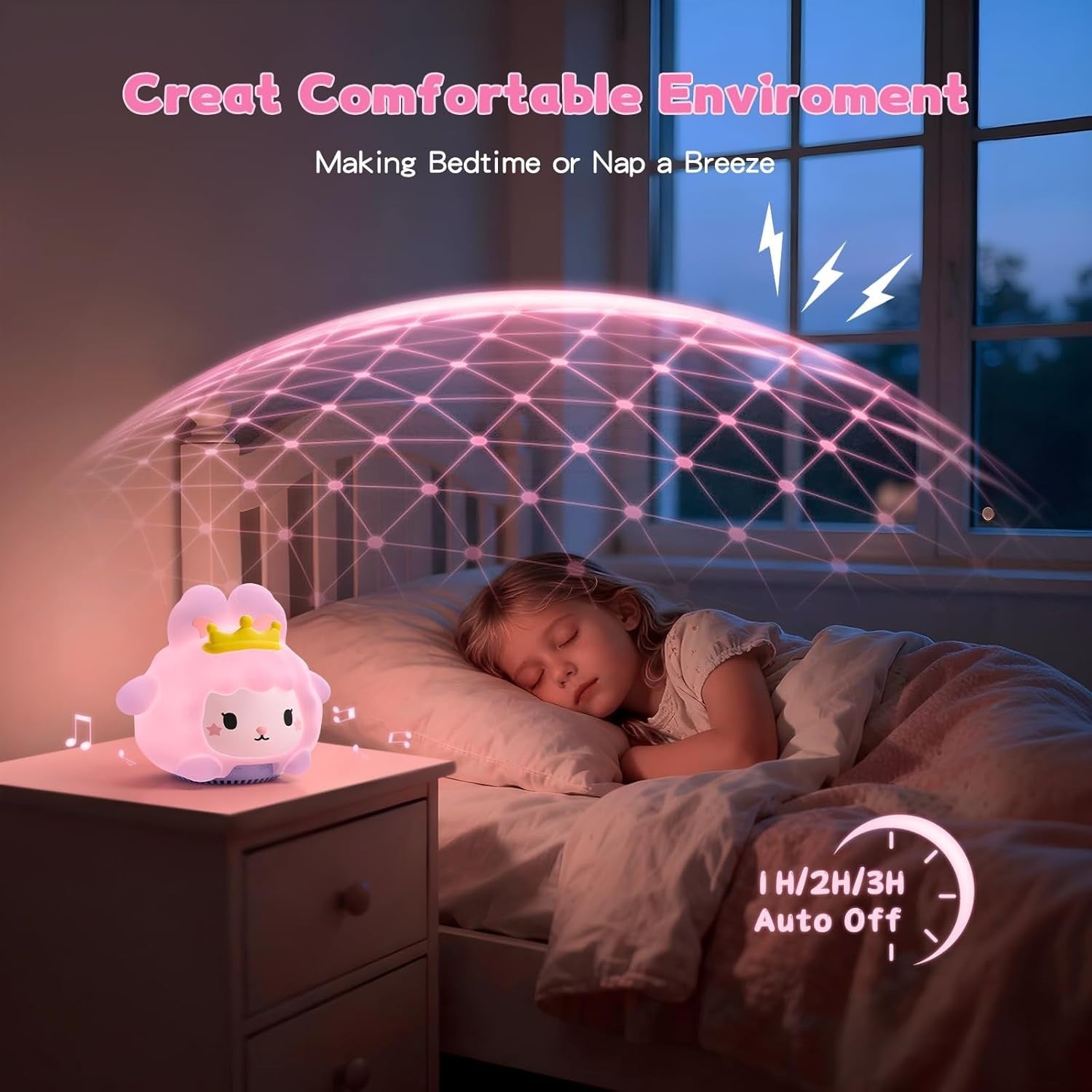 White Noise Machine for Kids & Adults with Night Light & Bluetooth