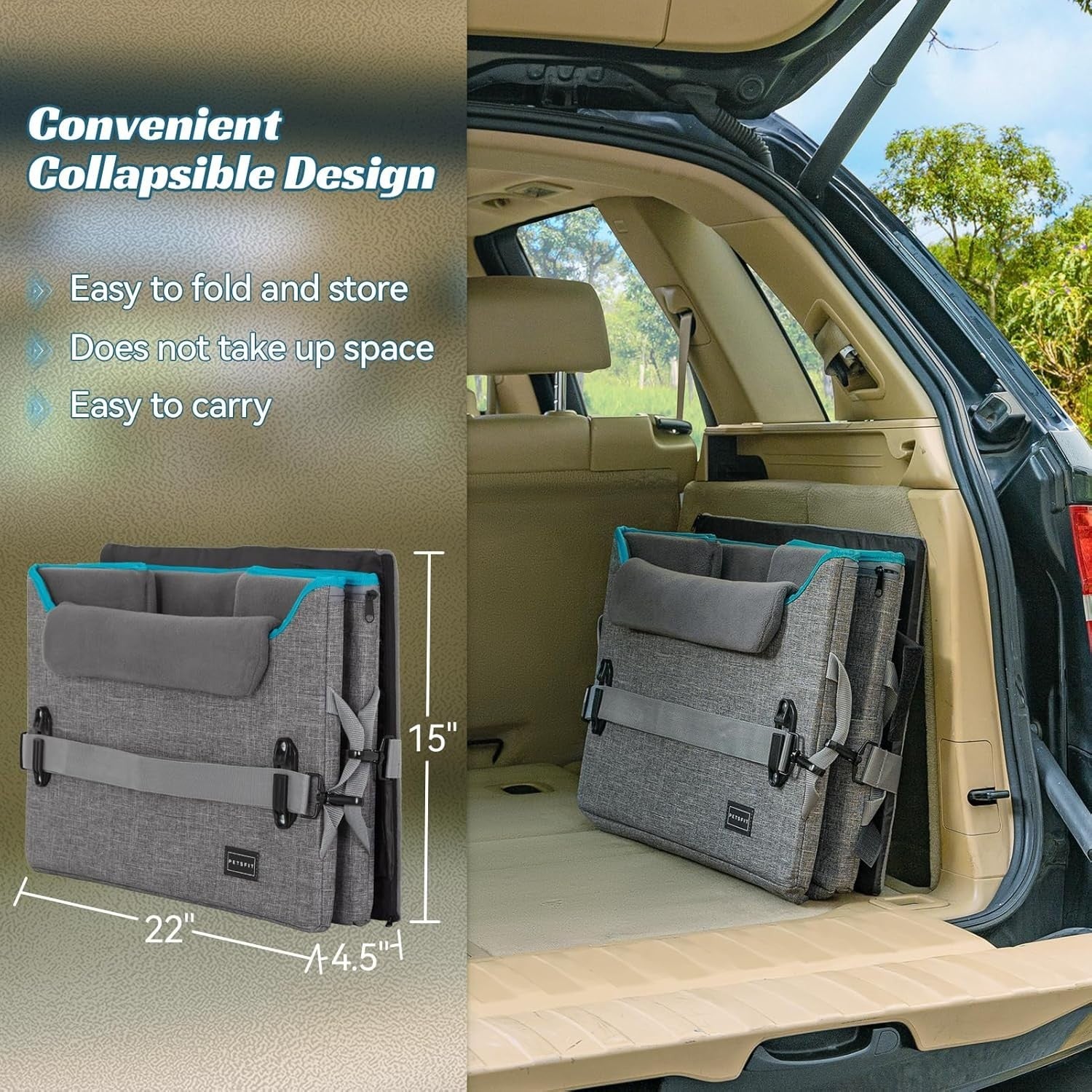 Dog Booster Car Seat Adjustable Height Travel Bed 25lb Grey Medium