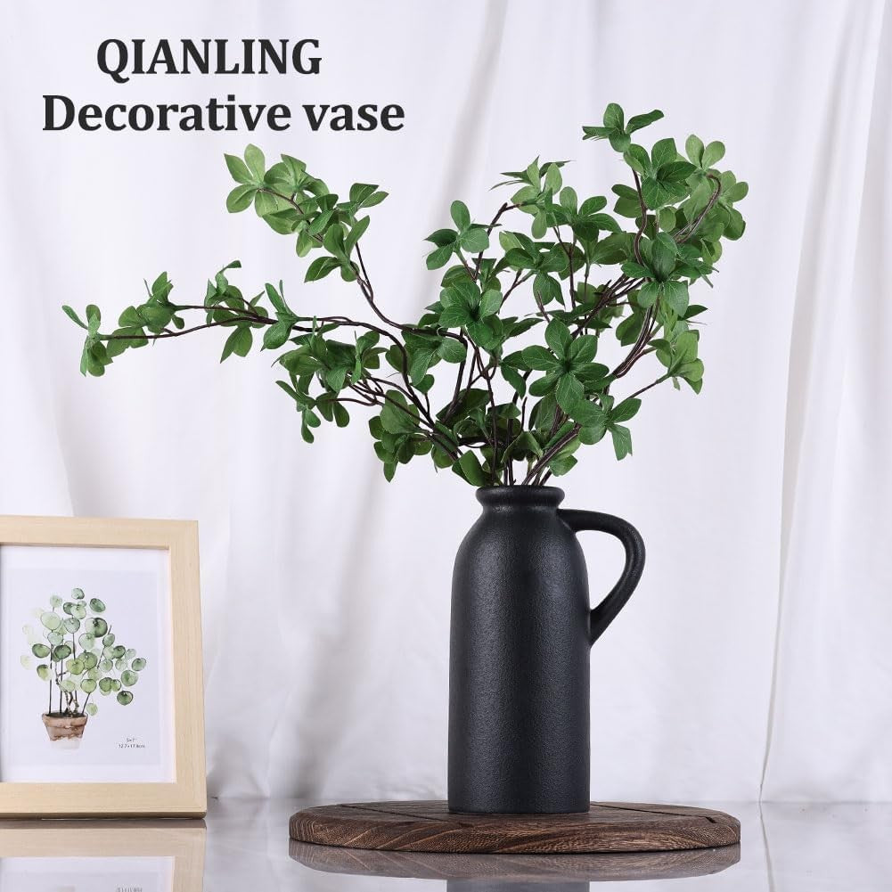 Black Ceramic Vase Set of 3 Matte Jug Vases Farmhouse Table Home Decor