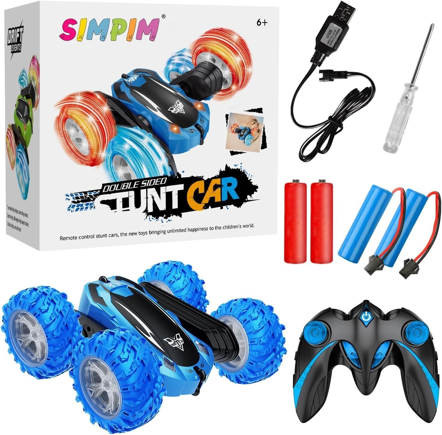 4WD 360° Flip RC Stunt Car 2.4GHz Remote Control Off-Road Toy w/ LED Lights