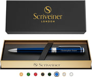 Luxury Personalised Ballpoint Pen – Midnight Blue Brass Chrome, Refillable Ink