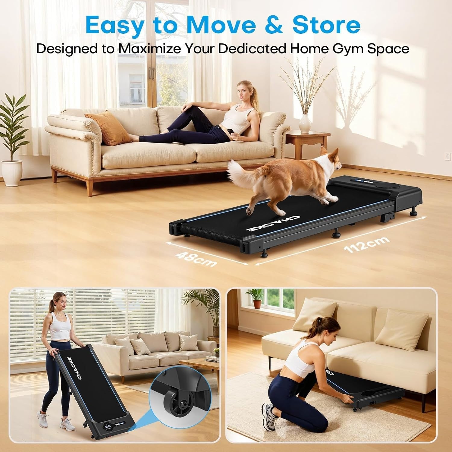 Under Desk Treadmill 10KM/H Incline Walking Pad Home Office Fitness Machine