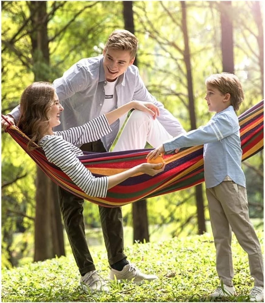 2 Person Cotton Camping Hammock – Portable, Lightweight, With Carry Bag