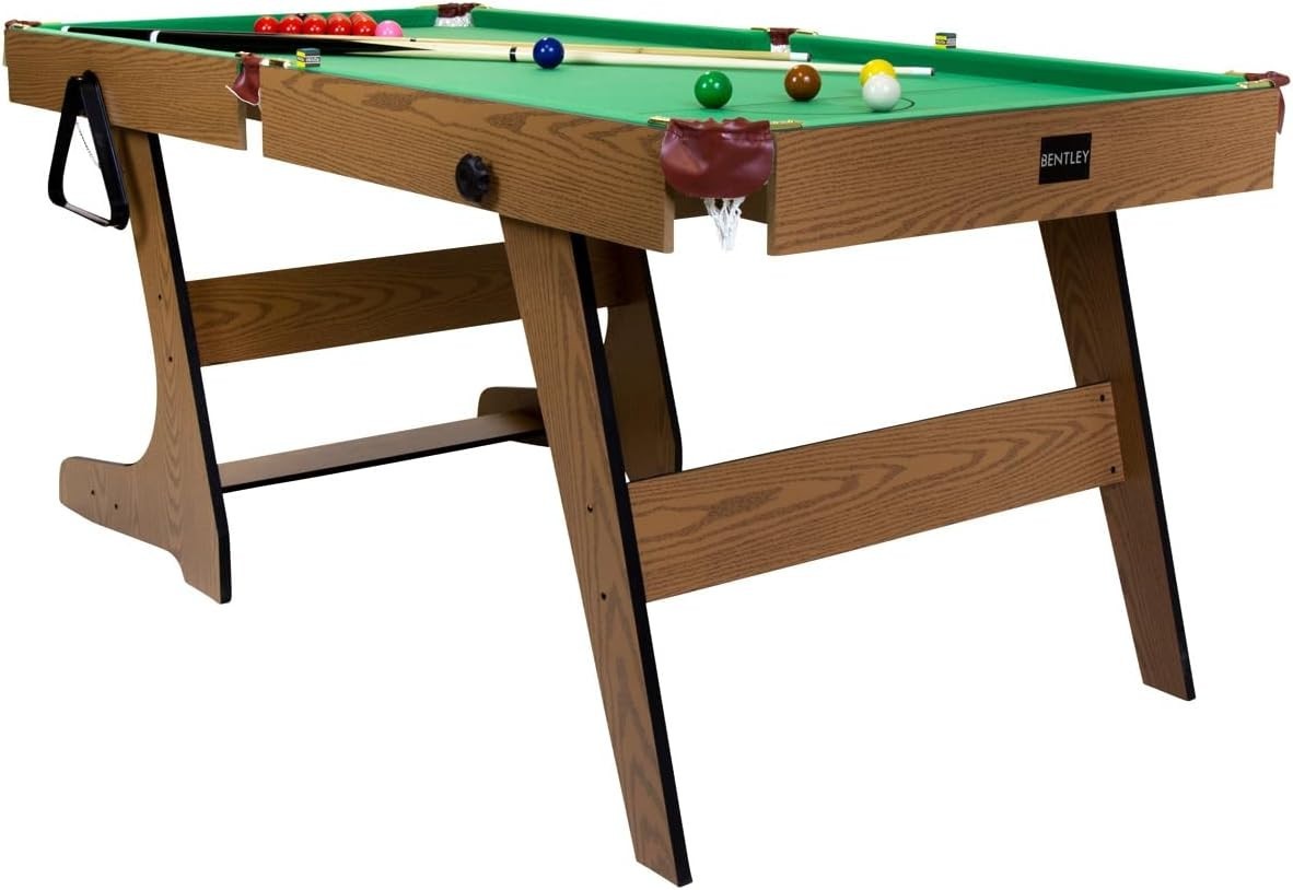 6FT Folding Pool Table Pub Style Snooker Set w Cues Balls Accessories