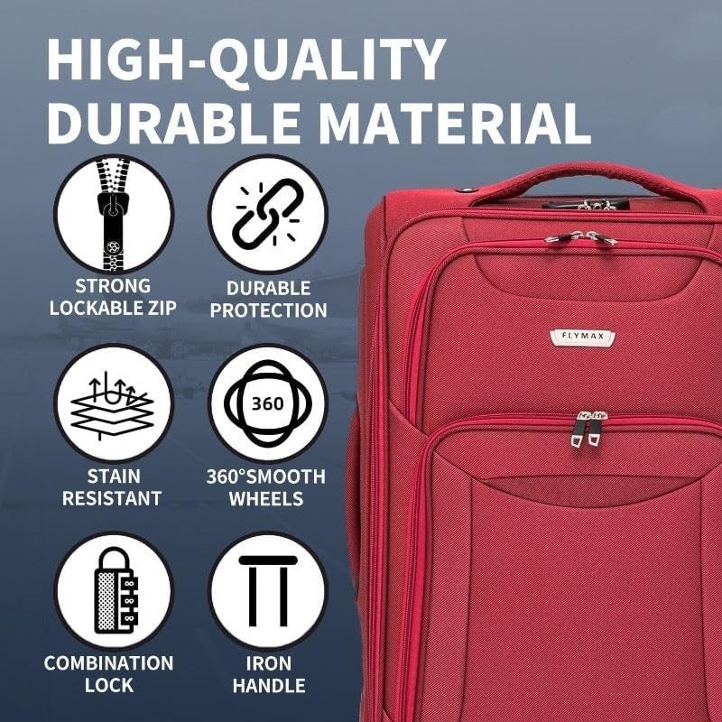 Large 29” Lightweight Expandable 4 Wheel Travel Suitcase Lock Red