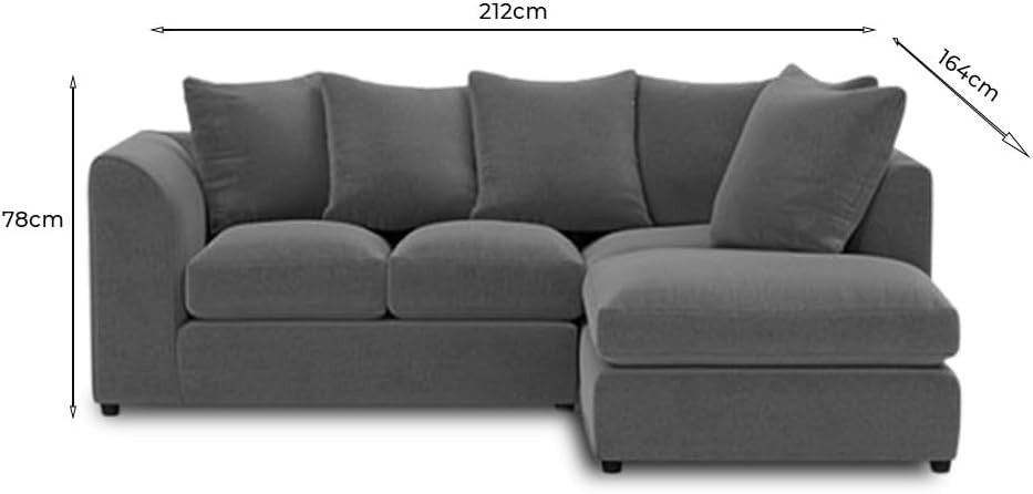 4 Seater L Shape Corner Sofa Right Hand Chenille Grey – Modern & Comfy