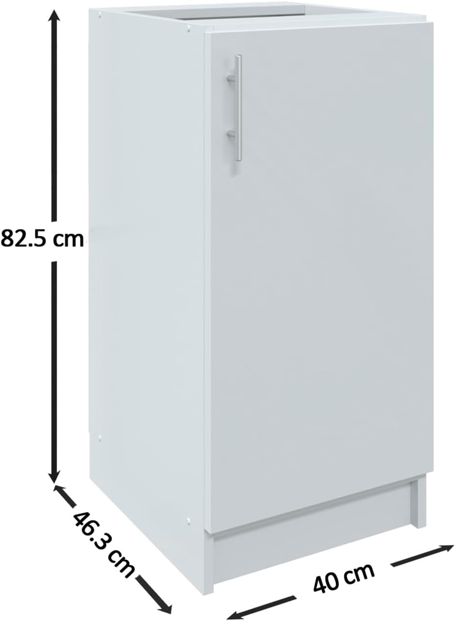 Modern 400mm White Gloss Kitchen Base Cabinet Cupboard Storage Unit