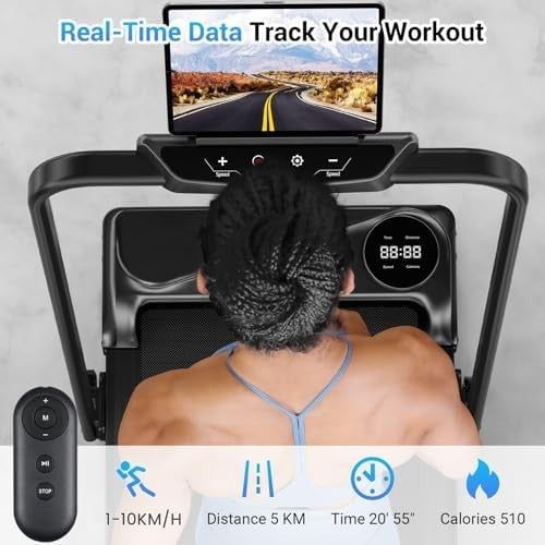 2-in-1 Folding Treadmill & Walking Pad 10KM/H Home Office Compact