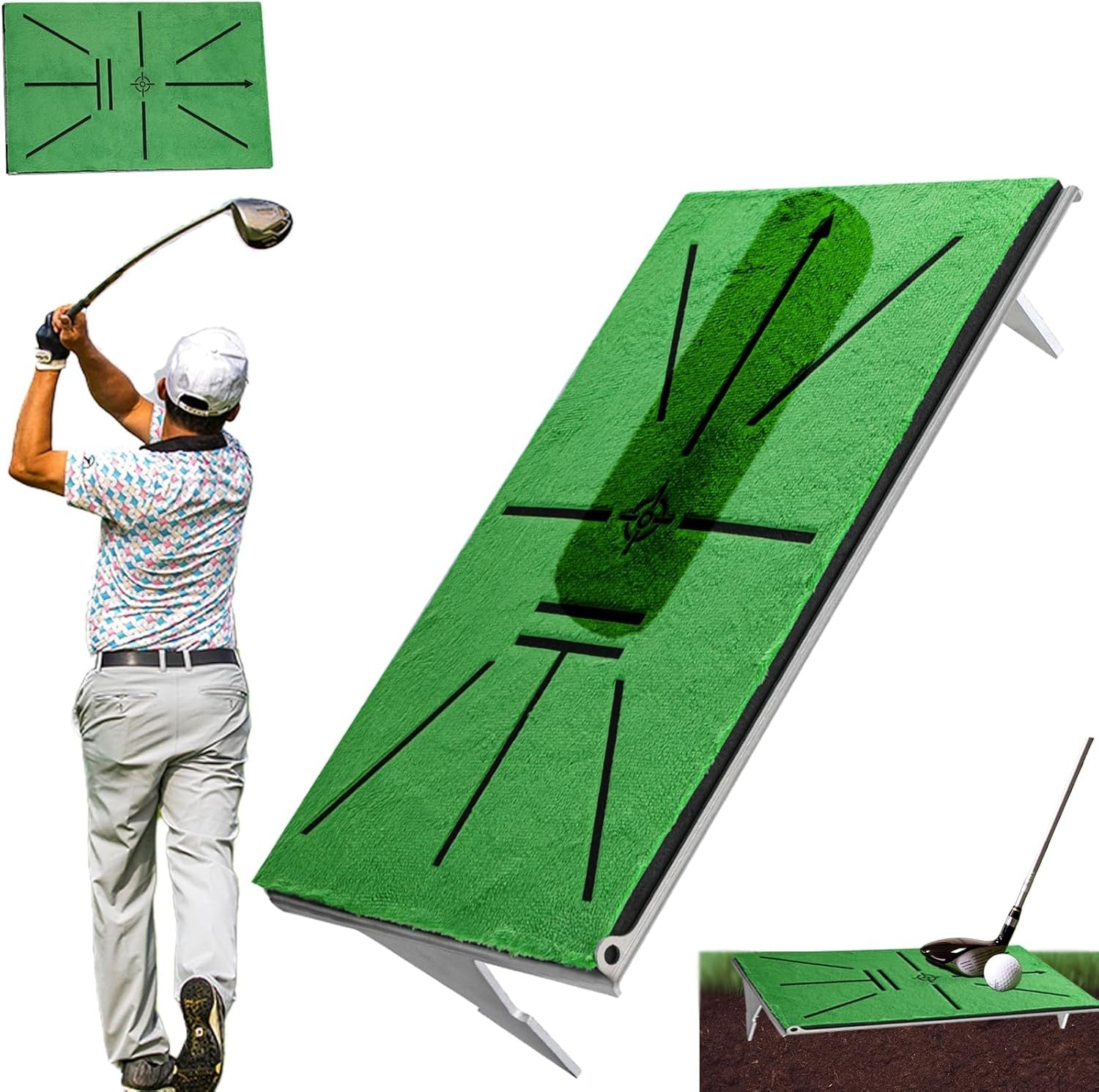 Golf Hitting Mat Swing Path Trainer 35x23cm Base